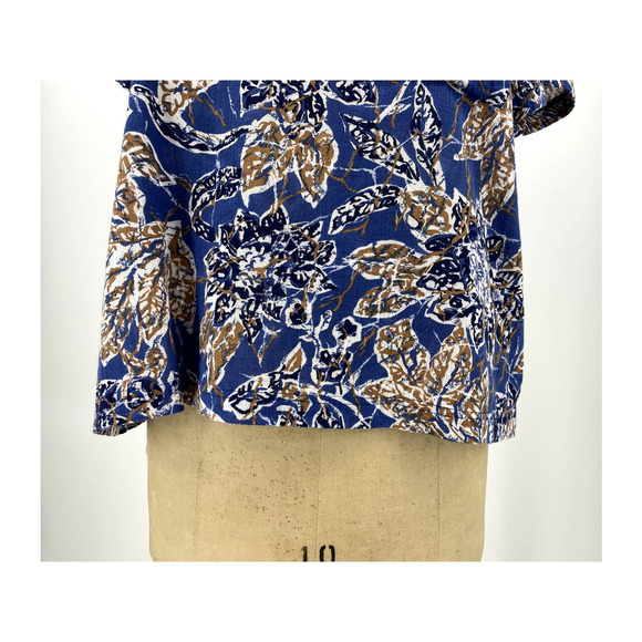 Vintage Personal Blue Tropical Printed Boat Neck Short Sleeve Shirt 8 - Picture 9 of 10